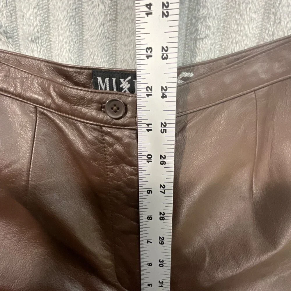 VTG Mixit Y2K‎ Leather Pants Womens 8 High Rise 28x31 Chocolate Brown Streetwear